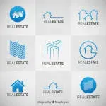 Blue collection real estate company icon